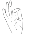 Illustration of hand, forefinger touching thumb