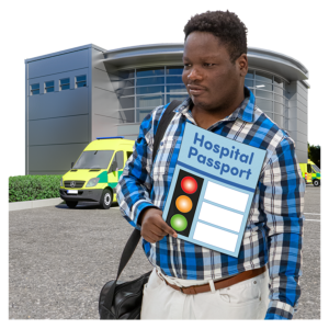 Man holding hospital passport